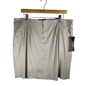 Ladies' DKNY Linen Khaki Pleated Skirt